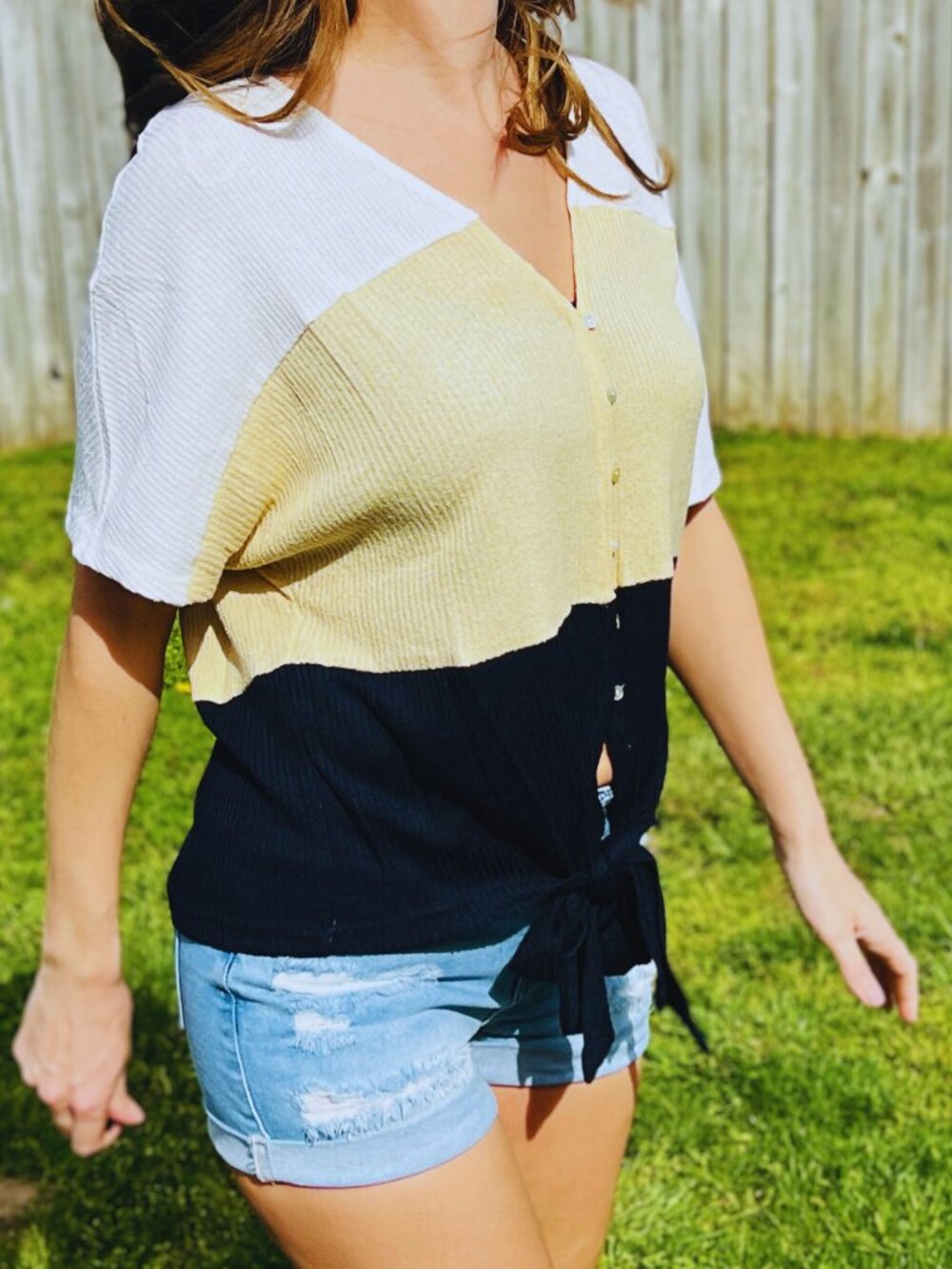 Yellow Color Block Top - Picture 7 of 8